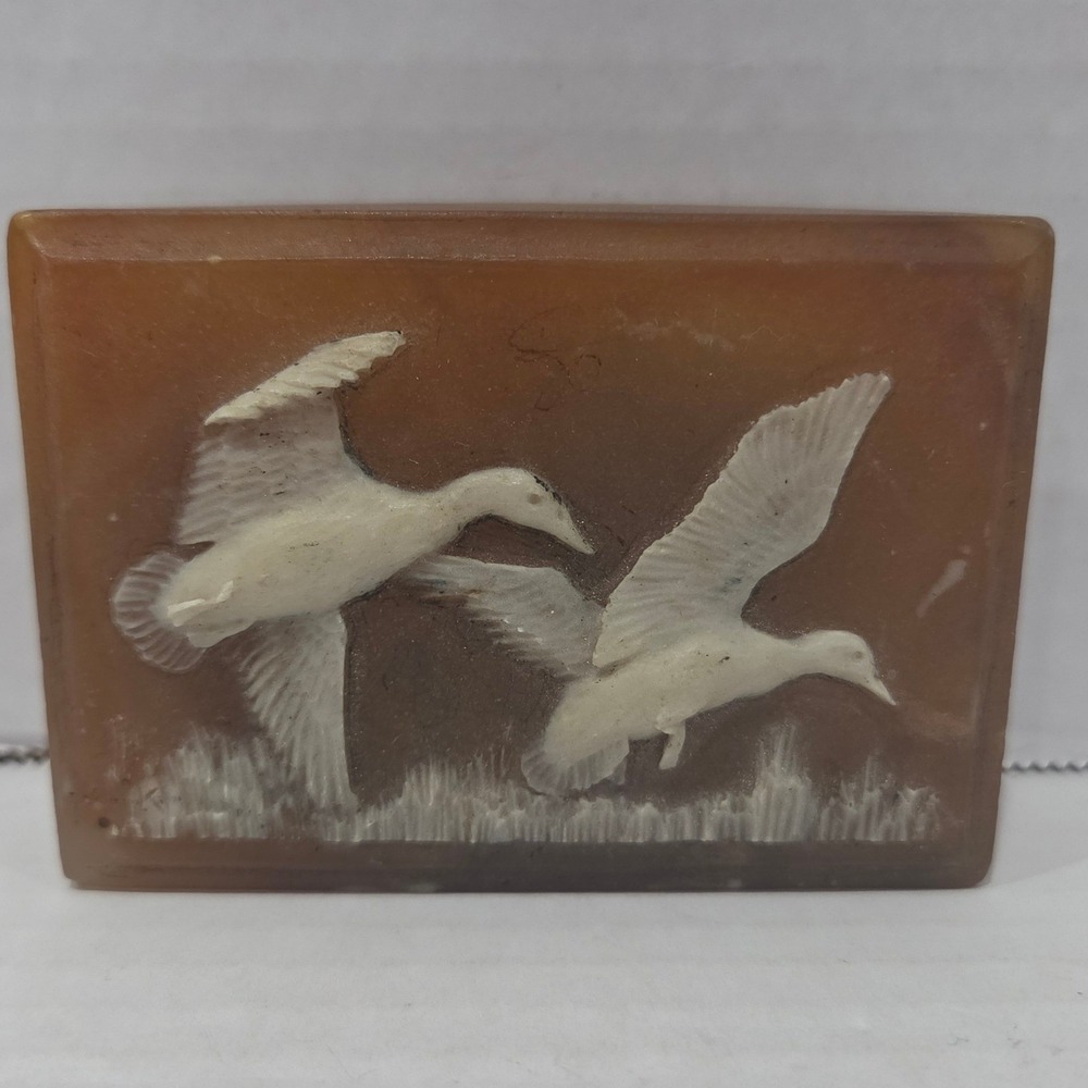 Vintage 1974 Design Gifts International Flying Ducks Paperweight Resin Decor USA